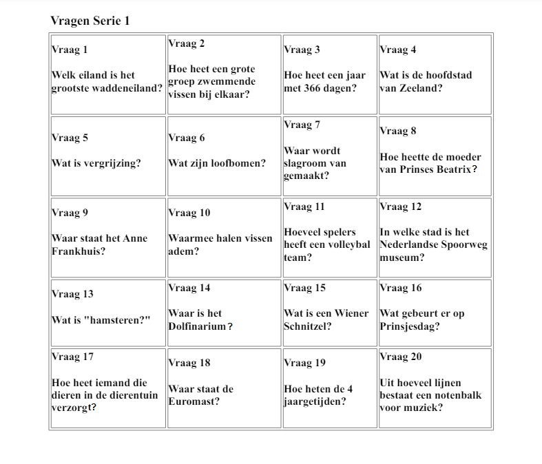 Vragenserie 1