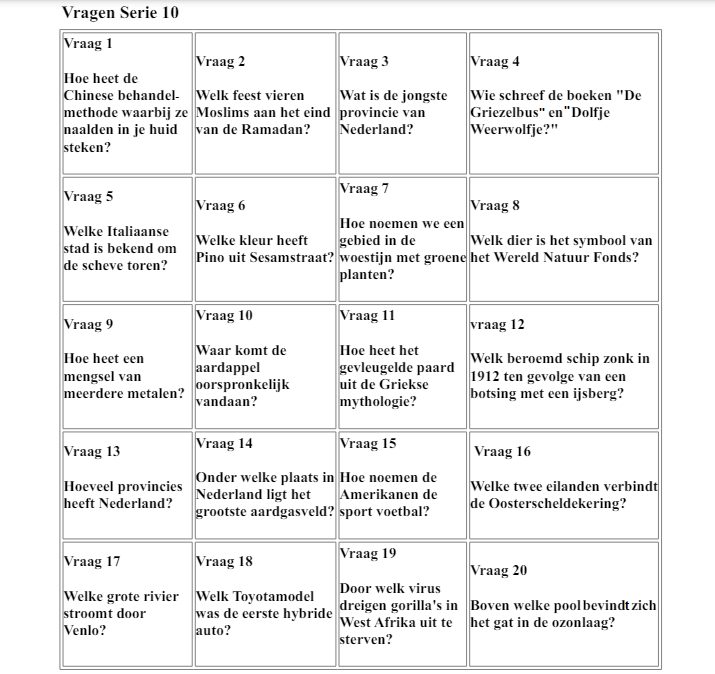 Vragenserie 10