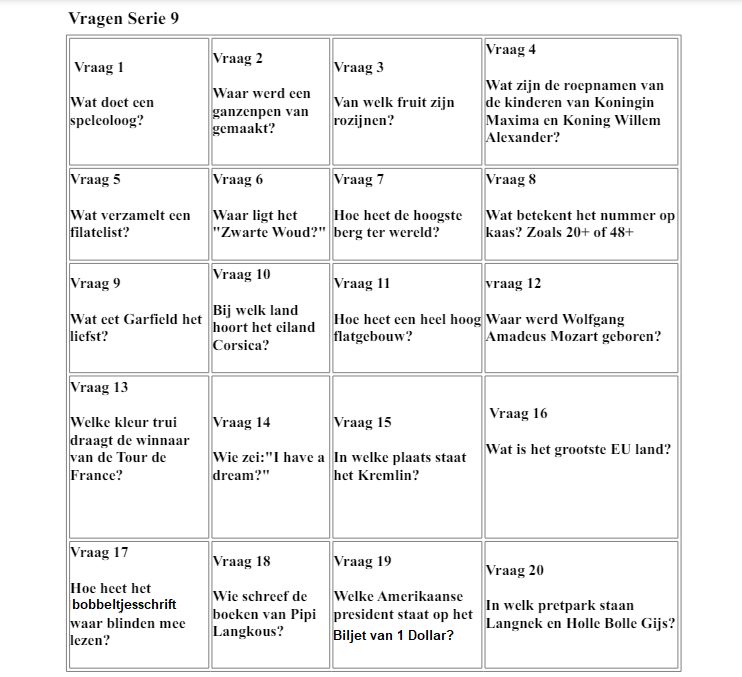 Vragenserie 9