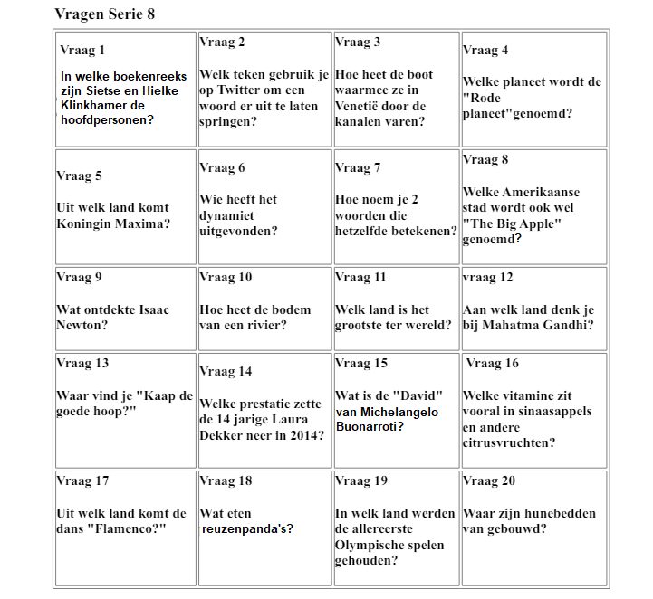 Vragenserie 8