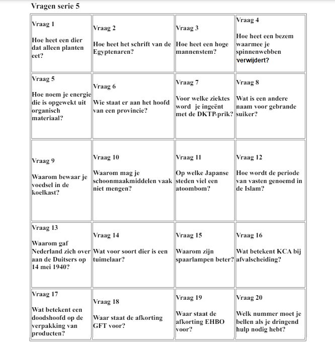 Vragenserie 5