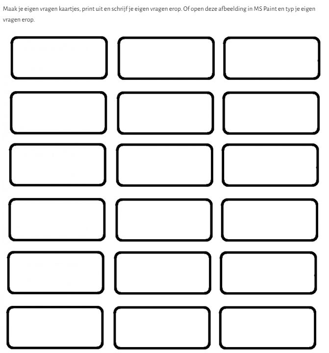 vragen kaartjes leeg